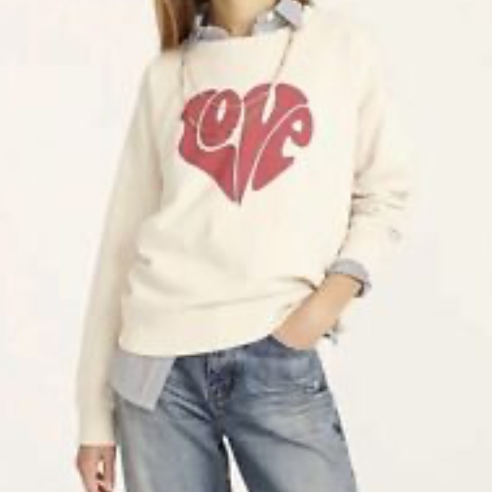 J.CREW LOVE SWEATSHIRT IVORY RED SIZE L NUC